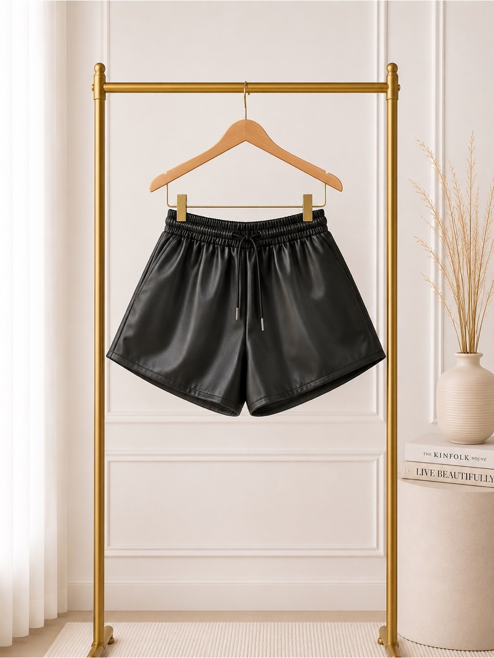 🔴 Refuge Black Faux Leather Shorts
